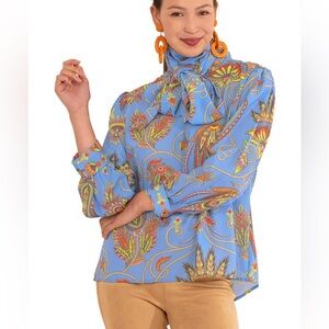 NWT Gretchen Scott NWT billow tie blouse